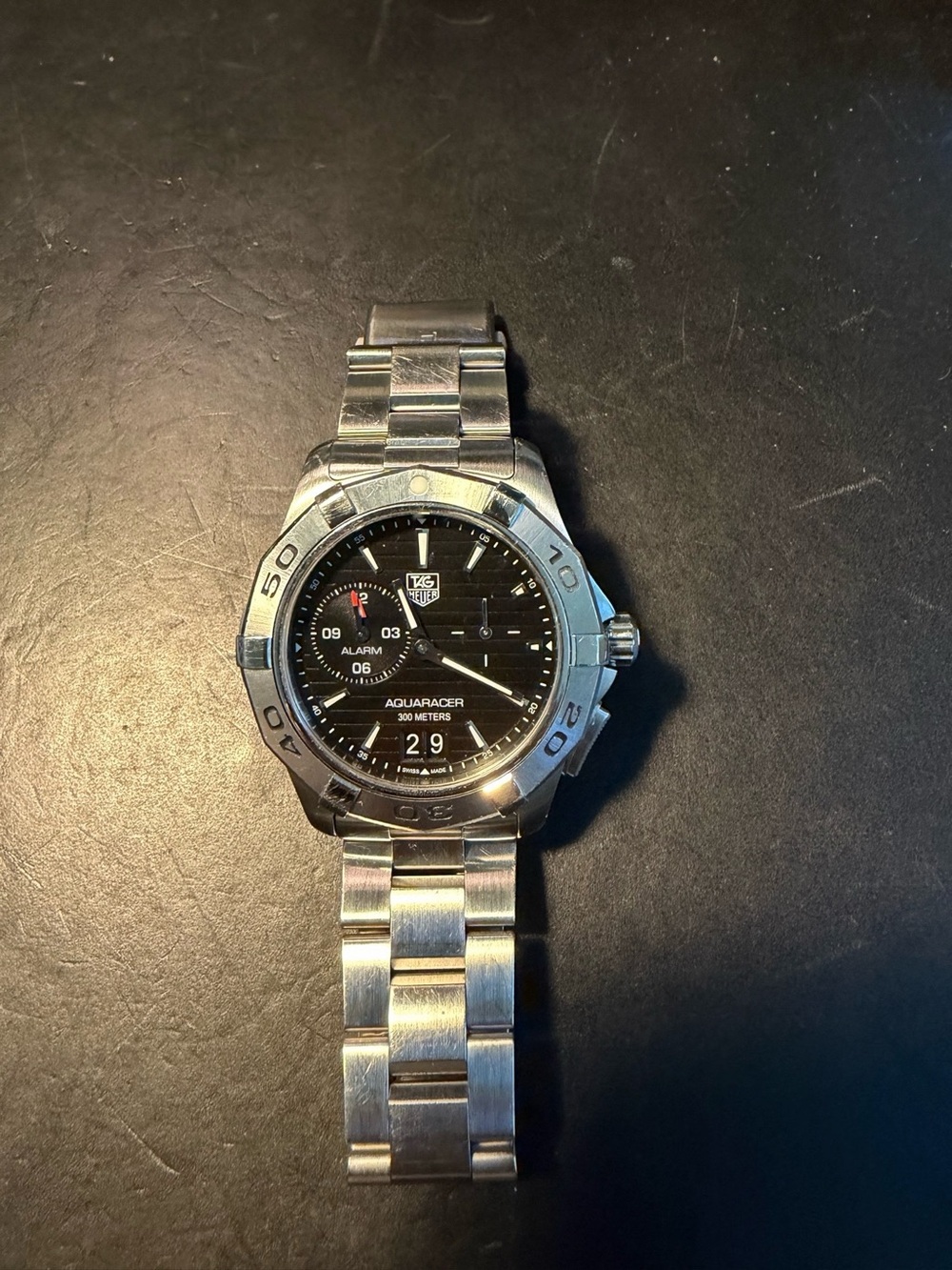 TAG Heuer Aquaracer Grande Date Alarm WAP111Z Quartz Diver —
Serviced 2026